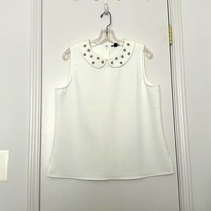 White Ann Taylor Top with jewel collar